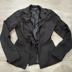Black Fashion Nova Chic Tie Front Blazer Jacket | Size XS